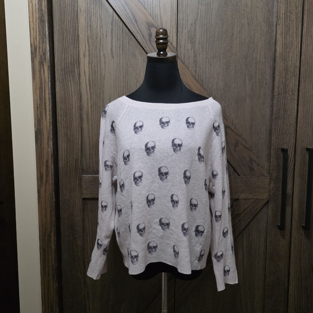 Skull Cashmere Cream Sweater with Skull Design
